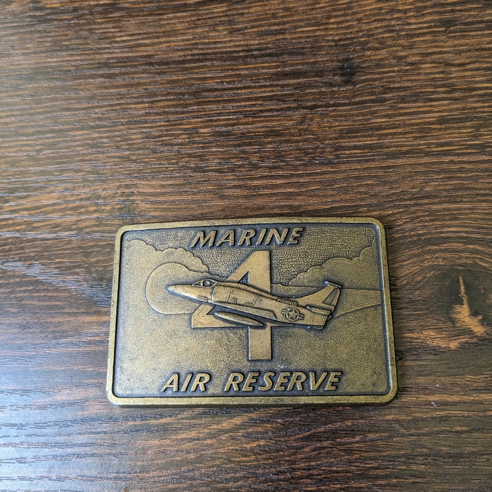 United States Marines Air Reserve Fourth Division 4th Airplane Jet Belt Buckle